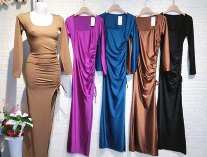 Abito elegante a maniche lunghe con scollo a V