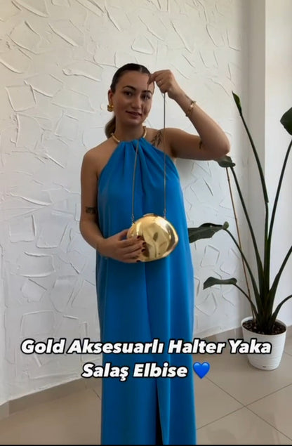 Abito elegante a maniche lunghe in tessuto leggero