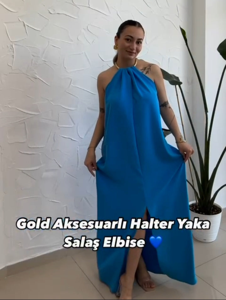 Abito elegante a maniche lunghe in tessuto leggero